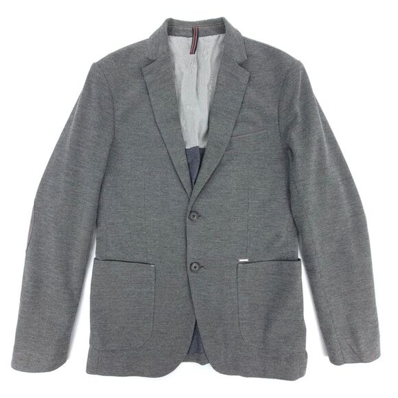 NEW Zara Man Old Money Sueded Elbow Patch 2 Button Blazer Jacket Gray Academia - Picture 1 of 12